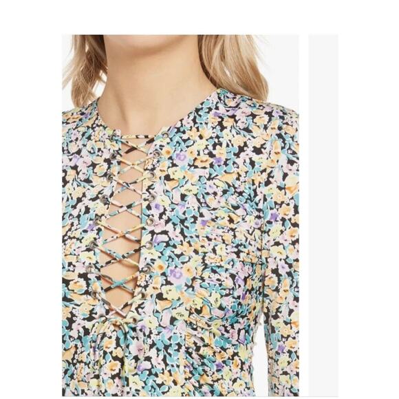 AFRM London Floral Print Long Sleeve Dress In Multi Color 3XL NWT Peep Hole 1982 - Picture 2 of 12